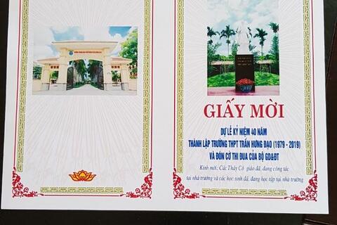 THƯ MỜI DỰ LỄ KỈ NIỆM 40 NĂM THÀNH LẬP TRƯỜNG THPT TRẦN HƯNG ĐẠO