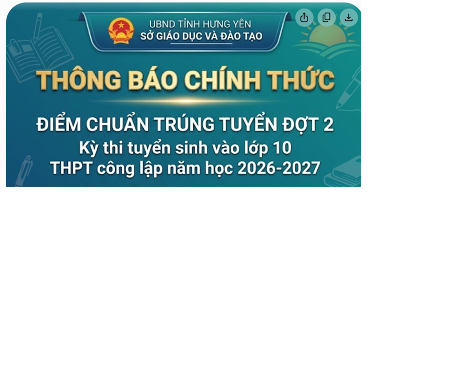 <a href='https://thpttranhungdao.hungyen.edu.vn/tin-tuc/thong-bao-diem-chuan-trung-tuyen-dot-2-ky-thi-tuyen-sinh-vao-lop-10-thpt-cong-lap-nam-hoc-2026-2027.html'>THÔNG BÁO Điểm chuẩn trúng tuyển đợt 2 Kỳ thi tuyển sinh vào lớp 10 THPT công lập năm học 2026-2027</a>