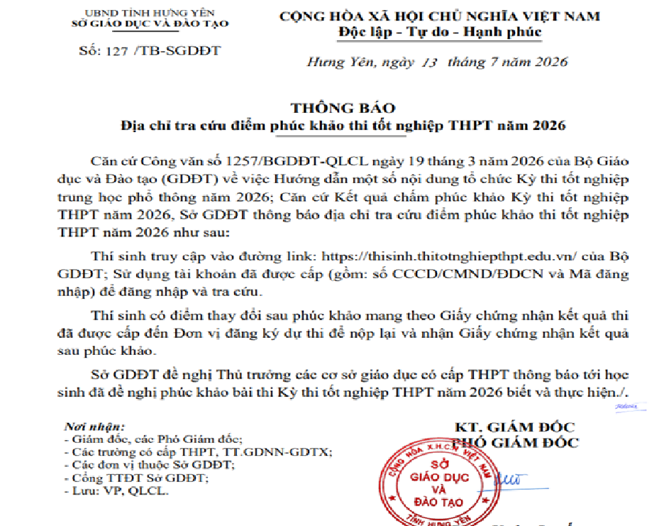 <a href='https://thpttranhungdao.hungyen.edu.vn/tin-tuc/thong-bao-dia-chi-tra-cuu-diem-phuc-khao-thi-tot-nghiep-thpt-nam-2026.html'>THÔNG BÁO Địa chỉ tra cứu điểm phúc khảo thi tốt nghiệp THPT năm 2026</a>
